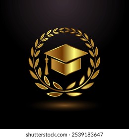 Gold cor graduação chapéu ícone design ilustração, Acadêmico cap logotipo sinal