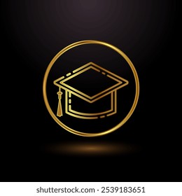 Gold color graduation hat icon design illustration, Academic cap logo sign