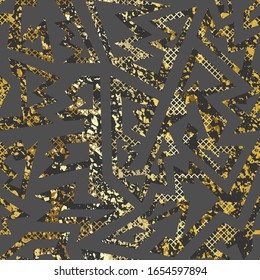 Gold color grunge seamless vector pattern