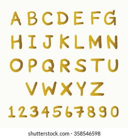 Gold color of hand drawn font style.