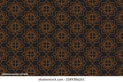  gold color Islamic Pattern Design.Premium Islamic Pattern Design with vector.