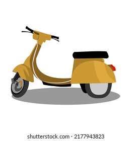 Gold color Italian scooter illustration. Motorcycle in illustration in flat style.
