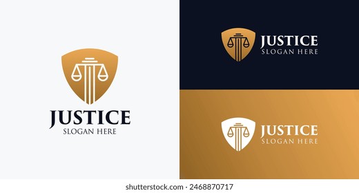 Gold color justice logo design template