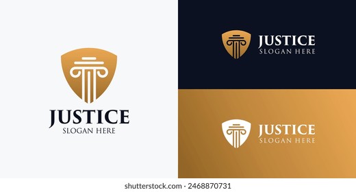 Gold color justice logo design template