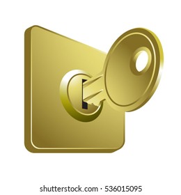 gold color key with key hole-vector drawing