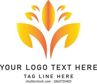 gold color Leaves Tree logo in vector icon  luxury design template elements