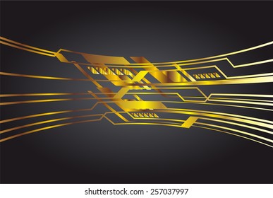 gold color Light Abstract Technology background for computer graphic website internet and business. circuit. black background. text box. label. card.