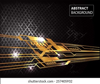 gold color Light Abstract Technology background for computer graphic website internet and business. circuit. black background.label. card
