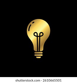 Gold Color Light Bulb Lamp Icon Vector Template