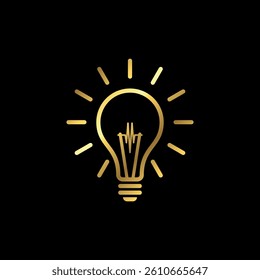 Gold Color Light Bulb Lamp Icon Vector Template