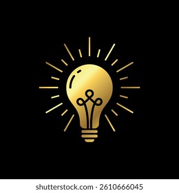 Gold Color Light Bulb Lamp Icon Vector Template