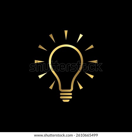 Gold Color Light Bulb Lamp Icon Vector Template