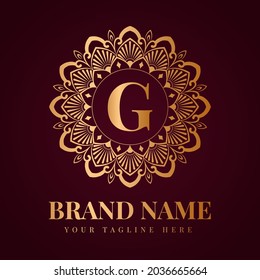 Gold color luxury letter g brand logo design template