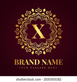 Gold color luxury letter x brand logo design template