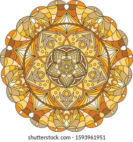 Gold color mandala, circle, vector illustration. Eps 10.
