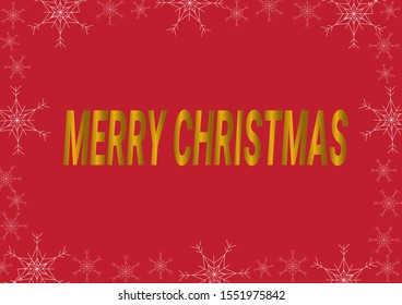 Gold color Merry Christmas,snowflake and red background