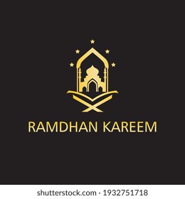 gold color mosque shape logo design. logos for ramadan and eid.