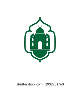 diseño del logo de la mezquita de color dorado. logotipos para ramadan y eid.