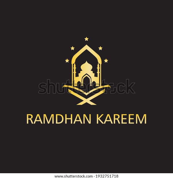 Gold Color Mosque Shape Logo Design Stock Vector (royalty Free 