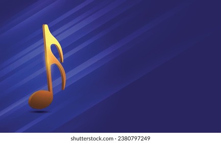 gold color music icon in blue background vector style