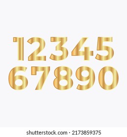 Gold Color Number Design Vector With White Background