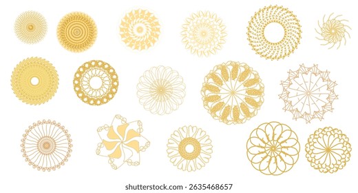 Gold color ornaments, gold chains