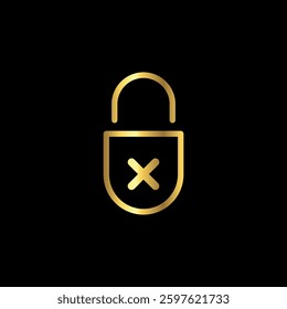 Gold Color Padlock Icon Vector Logo Template