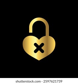 Gold Color Padlock Icon Vector Logo Template