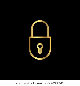 Gold Color Padlock Icon Vector Logo Template