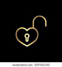 Gold Color Padlock Icon Vector Logo Template