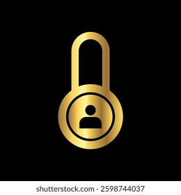 Gold Color Padlock Icon Vector Logo Template