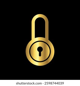 Gold Color Padlock Icon Vector Logo Template
