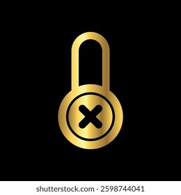 Gold Color Padlock Icon Vector Logo Template