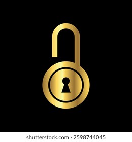Gold Color Padlock Icon Vector Logo Template
