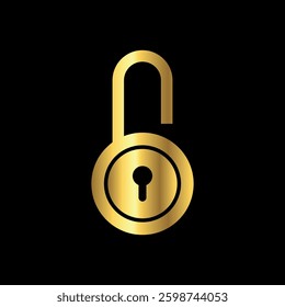 Gold Color Padlock Icon Vector Logo Template