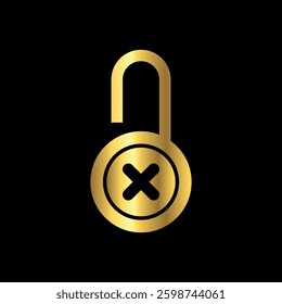 Gold Color Padlock Icon Vector Logo Template