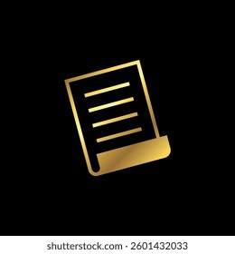 Gold Color Paper Sheet Icon Vector Template