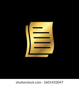 Gold Color Paper Sheet Icon Vector Template