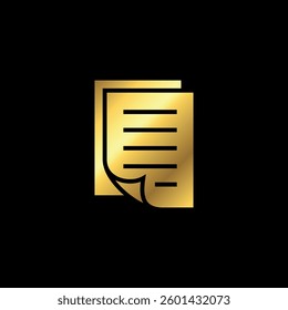 Gold Color Paper Sheet Icon Vector Template
