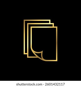 Gold Color Paper Sheet Icon Vector Template