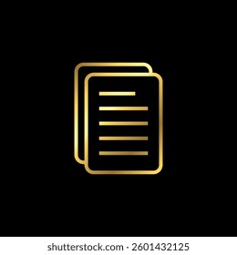 Gold Color Paper Sheet Icon Vector Template