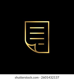 Gold Color Paper Sheet Icon Vector Template