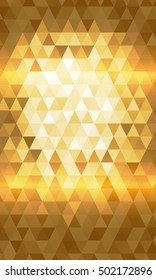 gold color polygon background. Triangle geometrical pattern. Vector illustration. Geometric design for business, brochure, flyer, presentation, wallpaper.