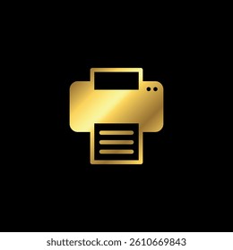 Gold Color Printer Icon Vector Template