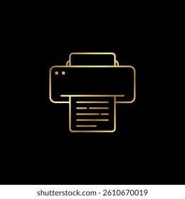 Gold Color Printer Icon Vector Template