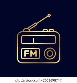 Gold Color Radio Icon Vector Template