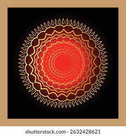Gold color round abstract ethnic ornament mandalas