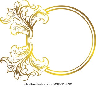 Goldener, runder Rahmen. Abstrakter luxuriöser Ring auf transparentem Hintergrund. Der Lichteffekt des Vektorkreises wird durch den Lichterscheinungseffekt bestimmt. 