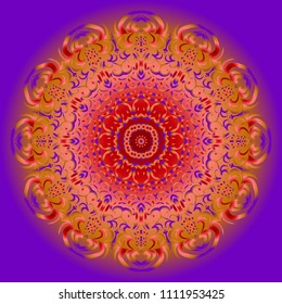 gold color round mandala on black background. vector illustration. for relax, tattoo, invitation ornament