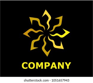 gold color royal lotus flower for health luxury industry logo idea design illustration